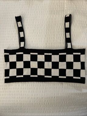 Edikted Black and White Checkerboard Knit Tank
